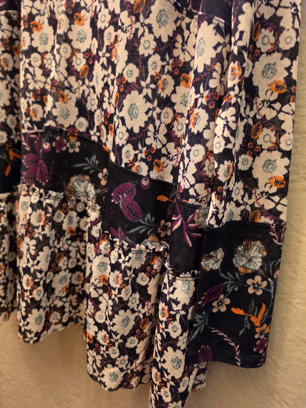 Free People Floral Patchwork Tiered Babydoll Tunic Dress Oversized Boho - Picture 7 of 9